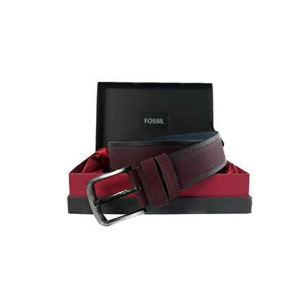 Fossil Bordo Suni Deri 4,5 cm Erkek Kemeri-110cm