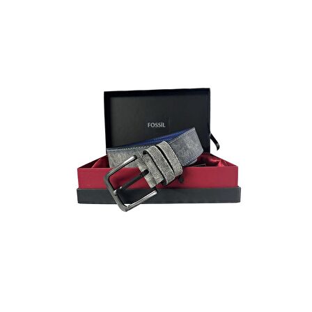 Fossil Gri Kot Suni Deri 4,5 cm Erkek Kemeri-105 cm