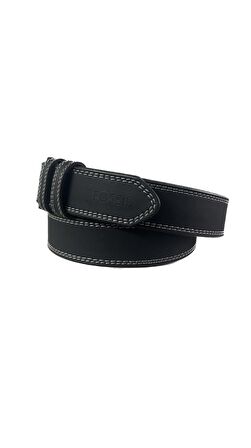 Fossil Siyah Çift Dikiş Suni Deri 4 cm Erkek Kemeri-110Cm