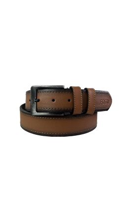  Fossil Taba Çift Dikiş Suni Deri 4 cm Erkek Kemeri-120Cm