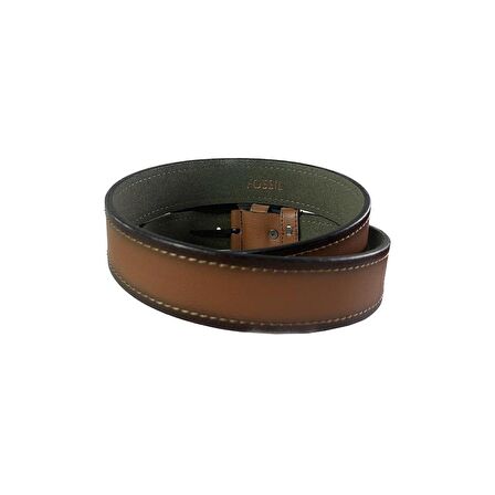  Fossil Taba Çift Dikiş Suni Deri 4 cm Erkek Kemeri-105 Cm
