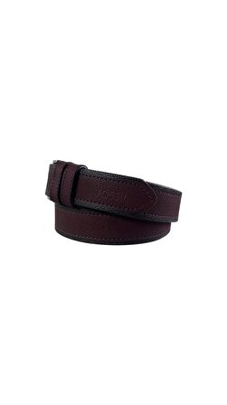 Fossil Bordo Çift Dikiş Suni Deri 4 cm Erkek Kemeri-125 Cm