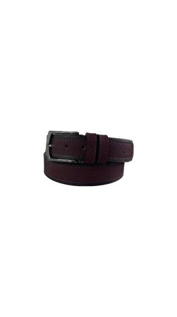 Fossil Bordo Çift Dikiş Suni Deri 4 cm Erkek Kemeri-125 Cm