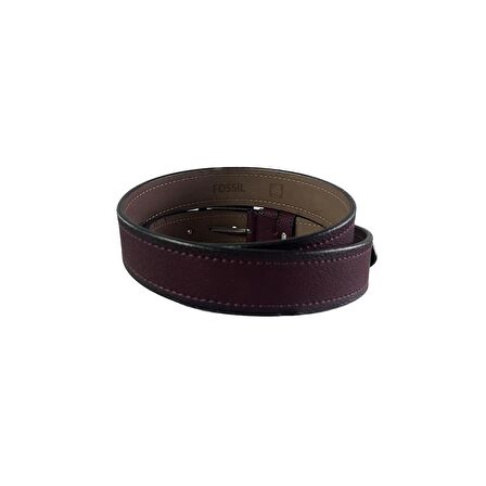 Fossil Bordo Çift Dikiş Suni Deri 4 cm Erkek Kemeri-125 Cm