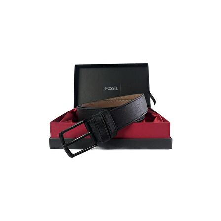 Fossil Siyah Suni Deri 4 cm Erkek Kemeri-115 Cm