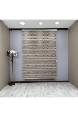 Amora Serisi Antik Bronz Renkli Kahverengi Desenli Modern Zebra Perde