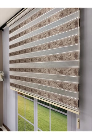 Amora Serisi Antik Bronz Renkli Kahverengi Desenli Modern Zebra Perde