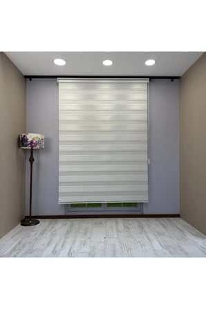 Viola Serisi Beyaz Keten Dokulu Zebra Stor Perde
