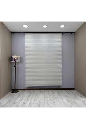 Fiori Serisi Beyaz Mikro Plise Modern Zebra Stor Perde