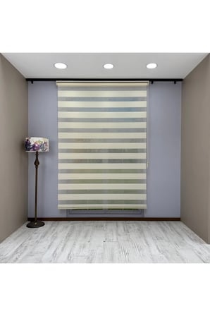 Fiori Serisi Kırık Beyaz Mikro Plise Modern Zebra Stor Perde