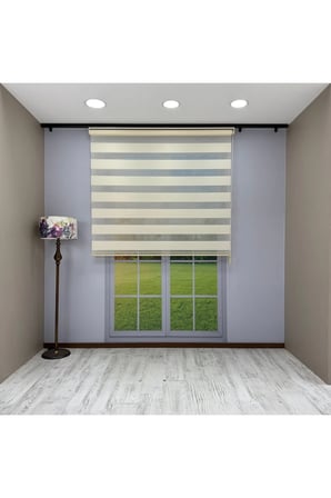 Fiori Serisi Kırık Beyaz Mikro Plise Modern Zebra Stor Perde