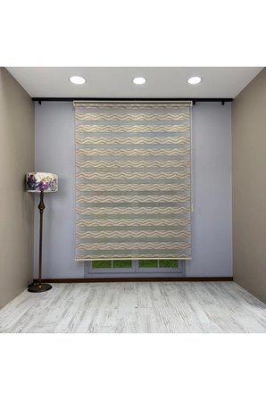 Olivia Serisi Gümüş Gri Dalga Desenli Modern Zebra Stor Perde