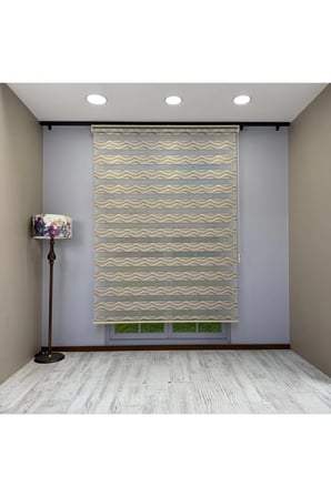 Olivia Serisi Gümüş Gri Dalga Desenli Modern Zebra Stor Perde