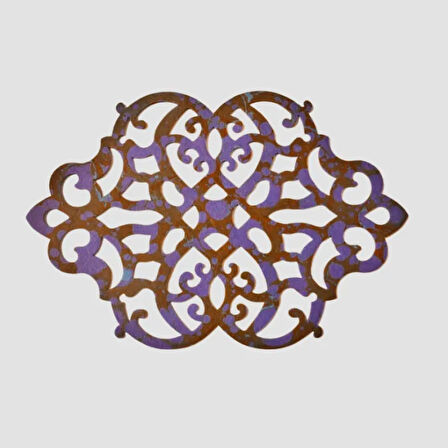 Uretti - Gülin 6449 - Ebru Sanatı İle Elde Yapılmış Lazer Kesim Keçe Supla 2li Takım 40cm - Mavi
