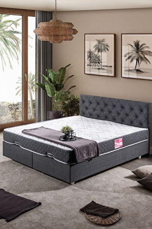 Eylül Çift Kişilik Baza Başlık Letto Yatak Seti, Gri