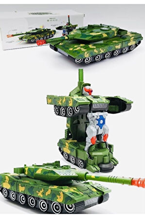 Otomatik Derformasyon 2’si Bir Arada Çarpma Fonksiyonlu Dönüşen Tank Robot Oyuncak