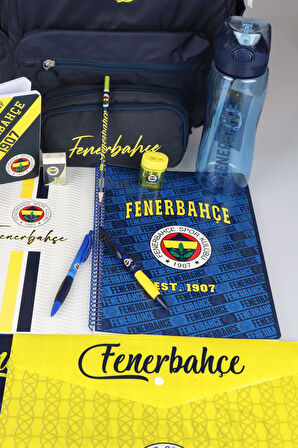LİSANSLI FENERBAHÇE BÜYÜK BOY OKUL ÇANTASI,KALEM ÇANTASI,A4 2 ADET DEFTER,700 ML MATARA İLE KIRTASİYE SETİ