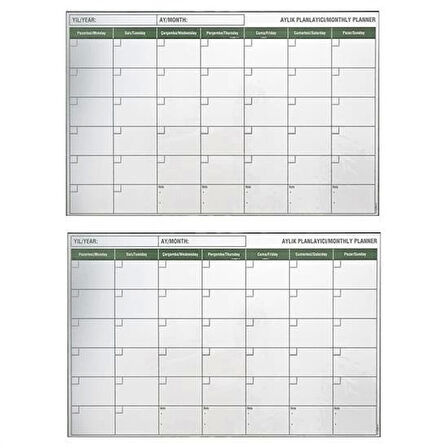 İpek Yıldızı® Manyetik Yapışkanlı Bir Aylık Program Planlayıcı Takvim 85x56 cm