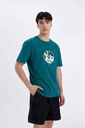 DeFacto Regular Fit Bisiklet Yaka Baskılı Kısa Kollu Tişört C5648AX24HSGN383