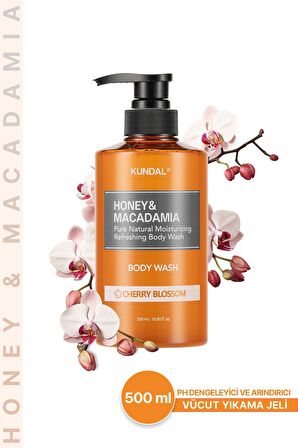 Yoğun Nemlendirici Vücut Yıkama Jeli Kundal Honey&Macadamia Pure Body Wash 500ml (Cherry Blossom)