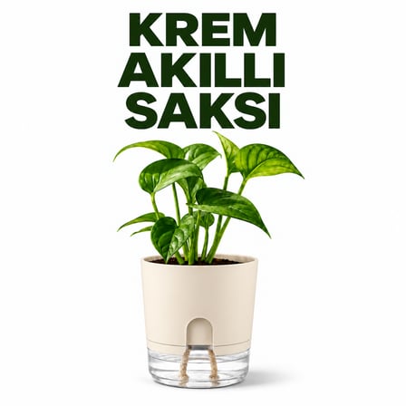 Akıllı Saksı Kendinden Sulamalı Fitilli Modern Dekoratif Saksı 2 Litre