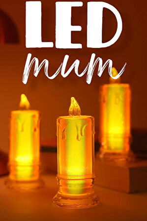 3 ADET Led Mum Simli Tipi Pil Dahil Dumansız Alev Ledli Yapay Dekoratif Mum Işığı BÜYÜK PT423