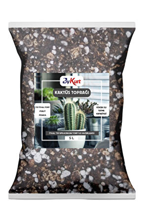 ByKurt 5 Litre Kaktüs Toprağı Böcek Sinek Yapmayan Premium Karışım TS1 Torf, Perlit, Pomza