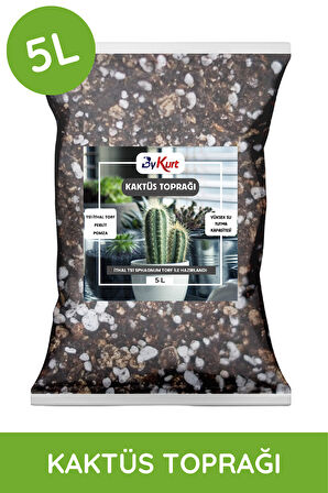 ByKurt 5 Litre Kaktüs Toprağı Böcek Sinek Yapmayan Premium Karışım TS1 Torf, Perlit, Pomza