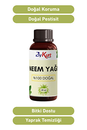 ByKurt %100 Saf Neem Yağı 20ML Doğal Böcek Kovucu Soğuk Sıkım Tesbih Ağacı Yağı