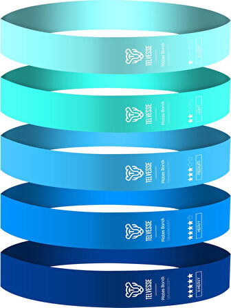 5’li Pilates Direnç Bandı Seti Loop Squat Lastiği Çantalı Fitness Egzersiz Bantları - Mavi