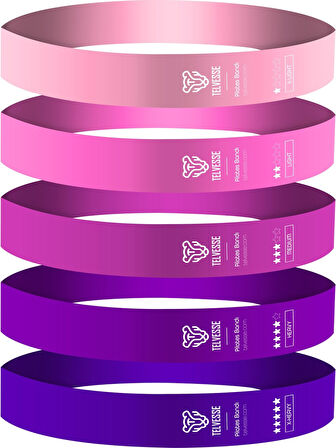 5’li Pilates Direnç Bandı Seti Loop Squat Lastiği Çantalı Fitness Egzersiz Bantları - Pembe