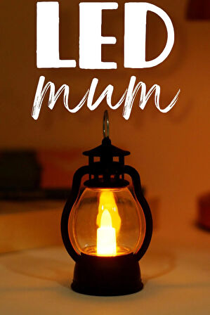 Led Mum Mini Kamp Tipi 1 Adet Pil Dahil Dumansız Alev Ledli  Dekor Işığı SİYAH PT430