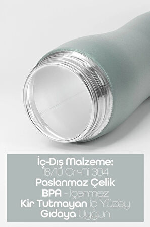 Paslanmaz Çelik Matara - 304 Çelik Spor Suluk BPA İçermez Taşınabilir Tasarım - Füme Renk