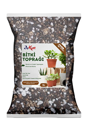 ByKurt 5L Premium Çiçek Toprağı Vitaminli, Böcek Yapmayan Özel Karışım İç Mekan Toprağı
