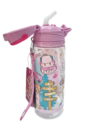 Barbie Matara 500 Ml - Çocuk Suluk, Matara, Pipetli Suluk, Askılı Suluk Barbie Matara