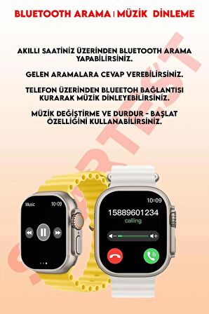 T800 Ultra Çift Kordonlu Akıllı Saat Ios Andorid Destekli Arama Özeliği Lcd Ekran 3 tuş Smartwatch