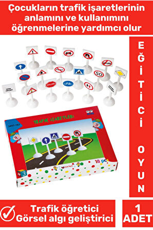 Özel Seri Renk Tanıma Trafik Kuralları Trafik İşaretleri Öğretici TRAFİK İŞARETLERİ 18 PARÇA