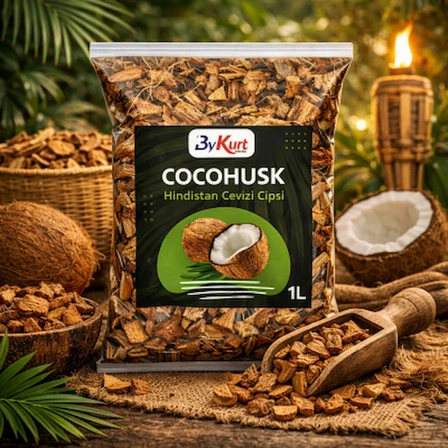ByKurt CocoHusk 1L Hindistan Cevizi Cipsi Orkide Bakımı ve Kök Gelişimi İçin Doğal Malzeme