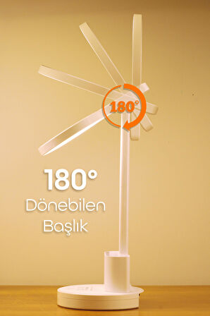 Şarjlı LED Masa Lambası Kalemlik Telefon Standlı Renk Ayarlı Dokunmatik Dimmer S9