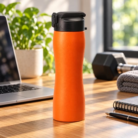 Pipetli Matara  Paslanmaz Çelik BPA İçermez Taşınabilir Spor Suluk Turuncu 750 ml