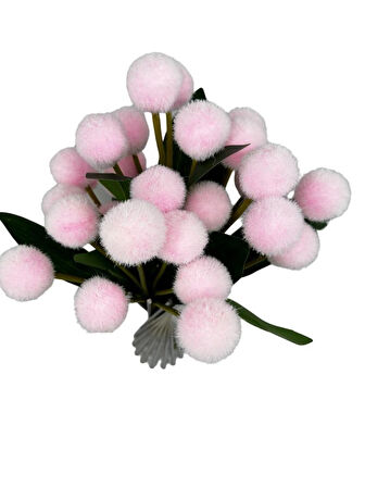 Yapay Çiçek Pembe Pompon Çiçeği Dekoratif Yapay Çiçek 30*20cm