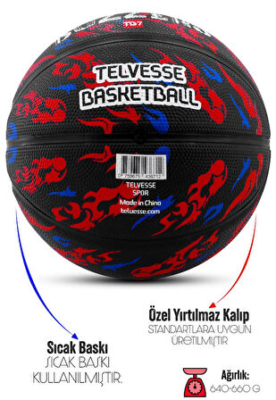 Basketbol Topu Pompalı TB-500 Buzzers Grafiti Kauçuk Dayanıklı Deep Channel Kabartma 7 NO