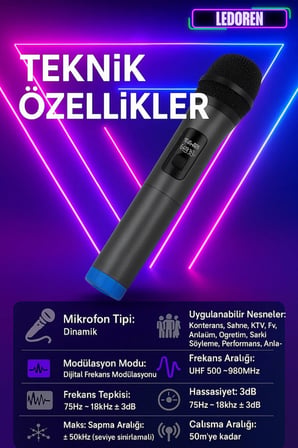 Wn01 Ses Sistemi Hoparlör İçin Kablosuz El Mikrofonu