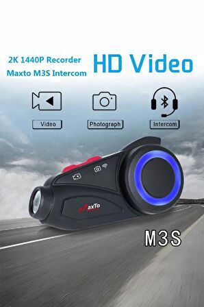 Maxto M3S Serisi 2K HD 1440P Kameralı İntercom Motosiklet Motorcu Kulaklık İntercomu 5.0 Bluetooth