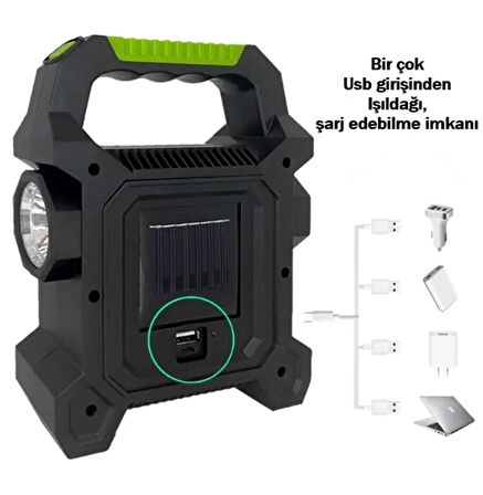 Gaman JY-258A-C 36+1 Ledli Solar Powerbank Özellikli Güneş Enerjili Işıldak + Usb Şarjlı