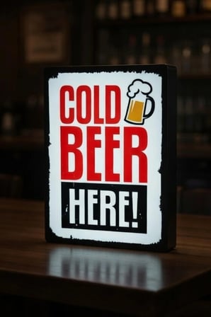 Cold Beer Here! Tasarımlı Dekoratif Aydınlatma (24x17cm)