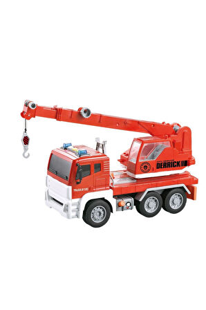 Sürtmeli Sesli Işıklı Vinç Kamyonu Oyuncak Vinç Araba OYUNCAK VİNÇ KAMYONU İNŞAAT ARAÇLARI KAMYON