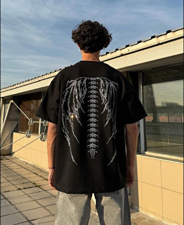 Taşlı Oversize Unisex T-Shirt