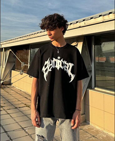 Taşlı Oversize Unisex T-Shirt