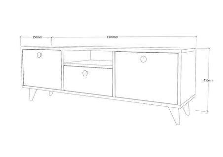 Conceptiva Relax TV Sehpası 140 Cm 3 Kapaklı Tv Ünitesi